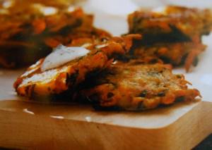 Potato-zucchini fritters with yogurt-mint sauce