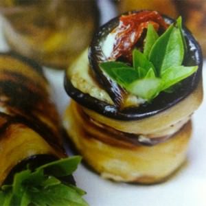 Eggplant rolls stuffed with gorgonzola cheese