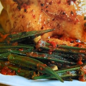 Oven baked chicken with okra