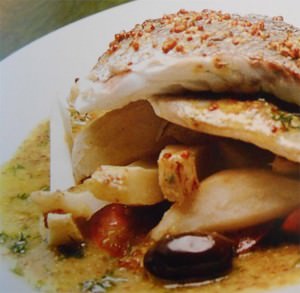 Sea bream fillets with savory artichokes