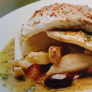 Sea bream fillets with savory artichokes