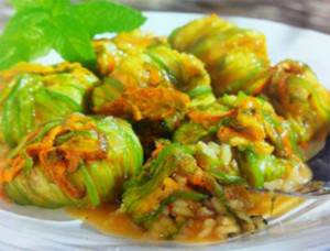 Stuffed zucchini blossoms