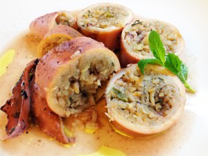 calamari (squid) – stuffed with rice, onions and parsley