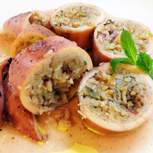 calamari (squid) – stuffed with rice, onions and parsley